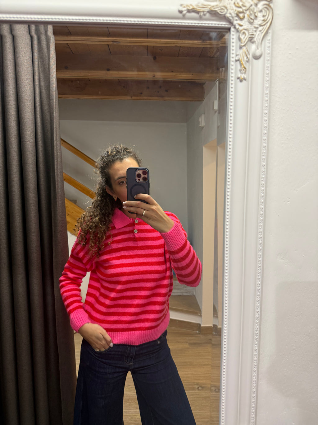 Maglione polo rigato