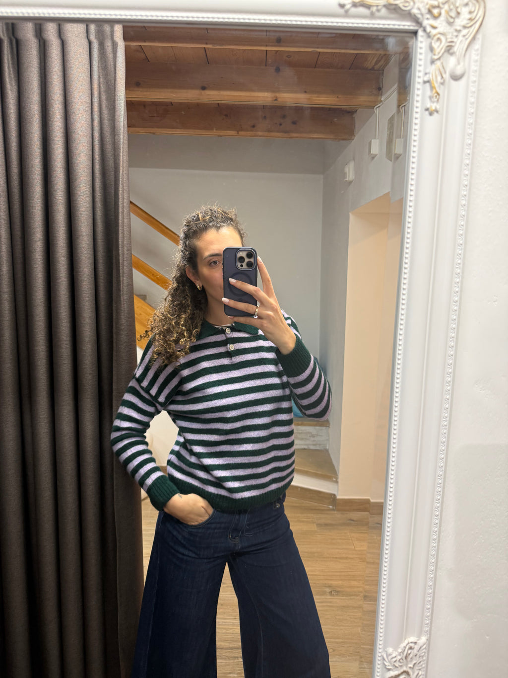 Maglione polo rigato