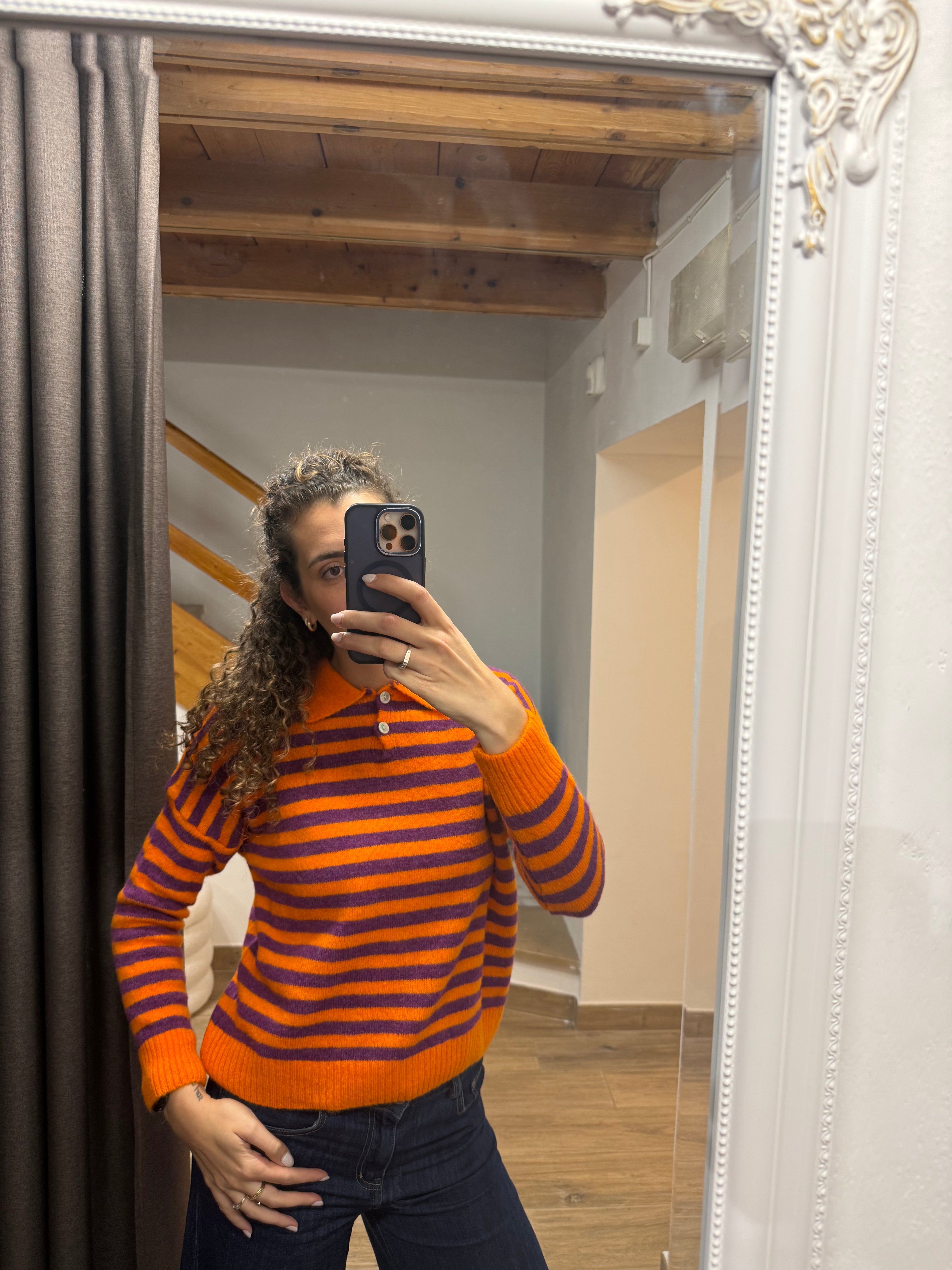 Maglione polo rigato