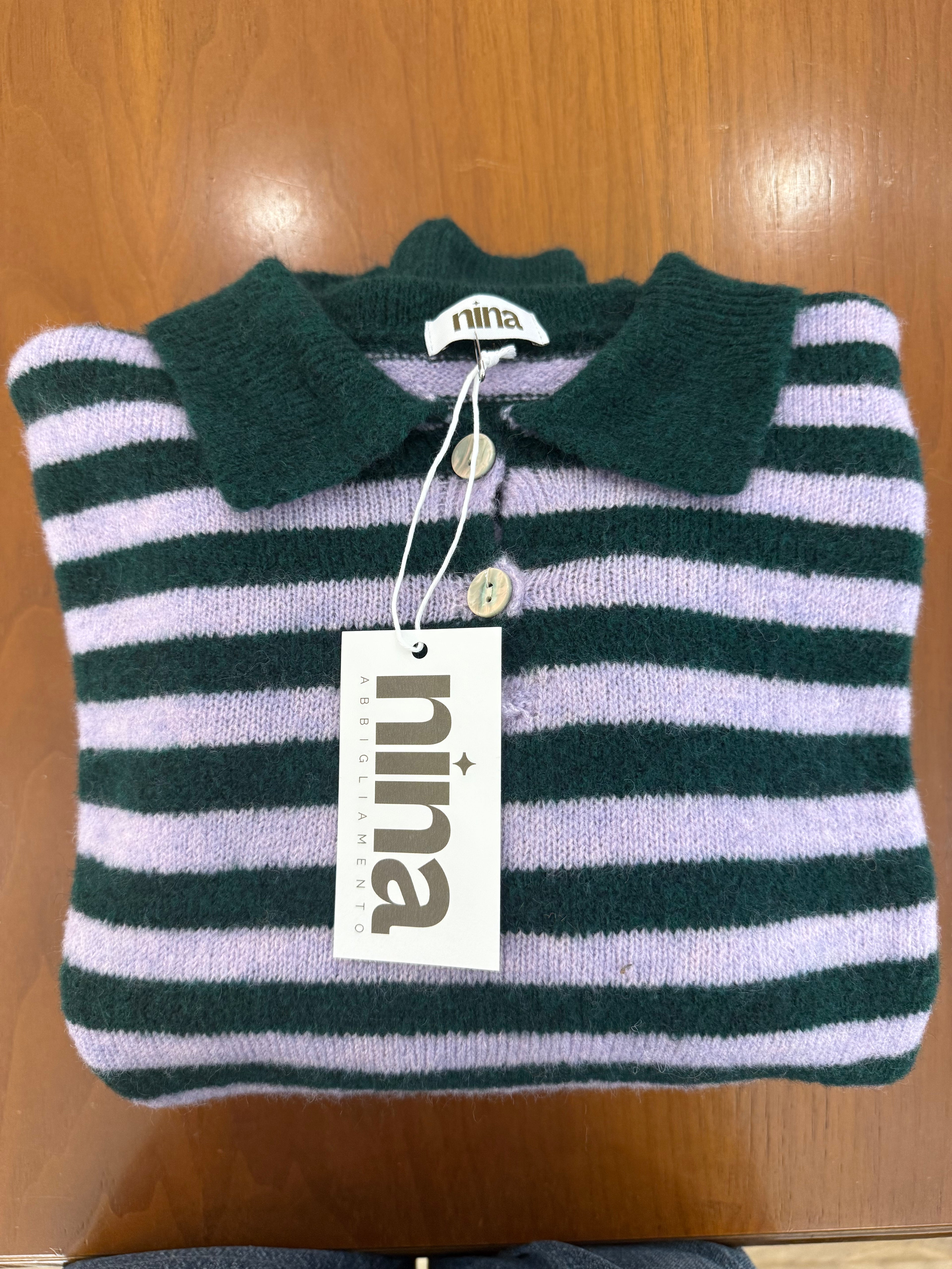 Maglione polo rigato